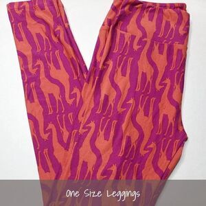 LuLaRoe OS Leggings Giraffes Pink Orange NEW